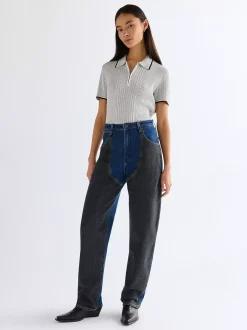 Online Patched Chap Barrel Jean Damen Jeans