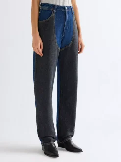 Online Patched Chap Barrel Jean Damen Jeans
