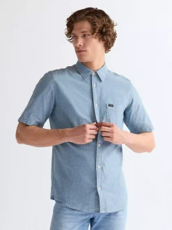 New Reguar hort eeve Chabray hirt Herren Hemden