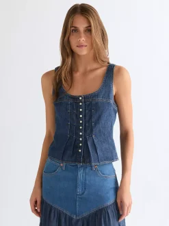 Clearance li Lightweight Pleated Coret Top Damen Blusen Und Hemden|Co-Ord Sets
