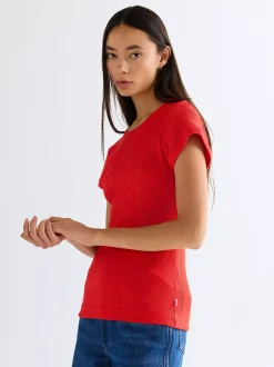 Online i Rib Capped T-hirt Damen T-Shirts Und Poloshirts|Oberteile