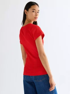 Online i Rib Capped T-hirt Damen T-Shirts Und Poloshirts|Oberteile
