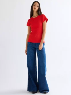 Online i Rib Capped T-hirt Damen T-Shirts Und Poloshirts|Oberteile