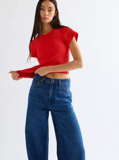 Online i Rib Capped T-hirt Damen T-Shirts Und Poloshirts|Oberteile