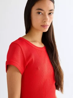 Online i Rib Capped T-hirt Damen T-Shirts Und Poloshirts|Oberteile