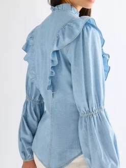 Online i Roance ightweight Boue Damen Blusen Und Hemden
